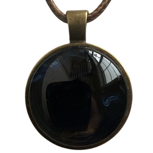 Hand Crafted Jewelry - Handmade Black Navy Gold Fluid Art Glass Pendant Necklace by Svetlana Yeung